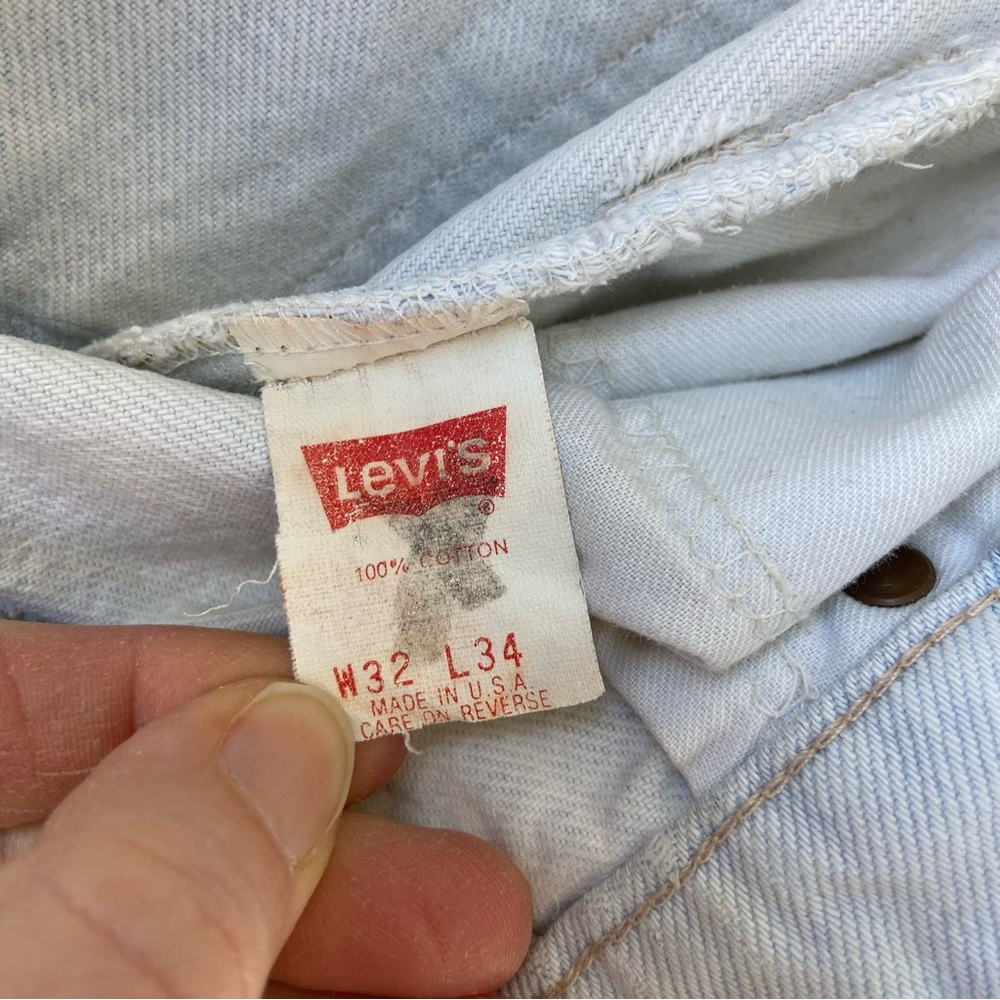 Vintage 70s Mens 32x34 Levi’s 550 Light Wash Orange Tab Distressed Denim Jeans - Picture 3 of 14